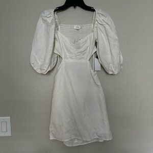 NWT ASTR THE LABEL HEATHER SIDE CUTOUT PUFF SLEEVE MINI DRESS
